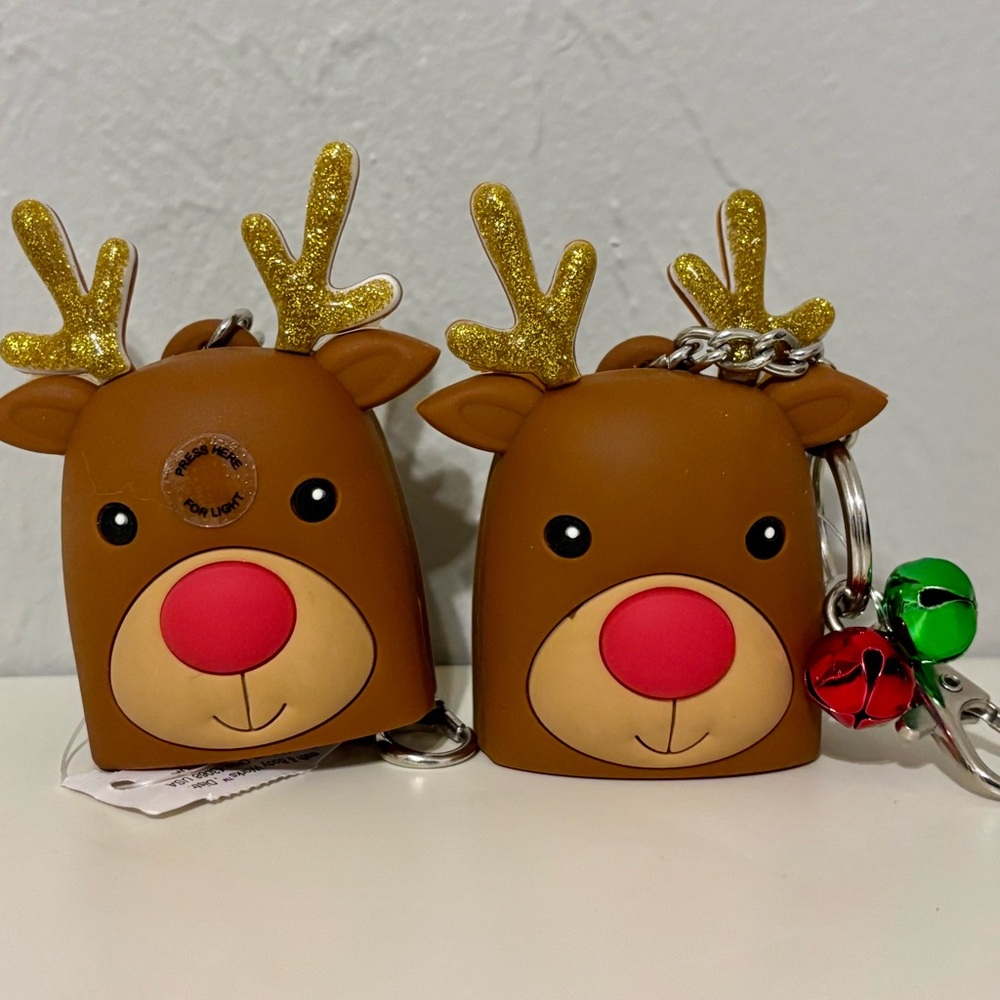 Bath & Body Works Reindeer Jingle Bells Light Up Pocketbac Sanitizer Holders
